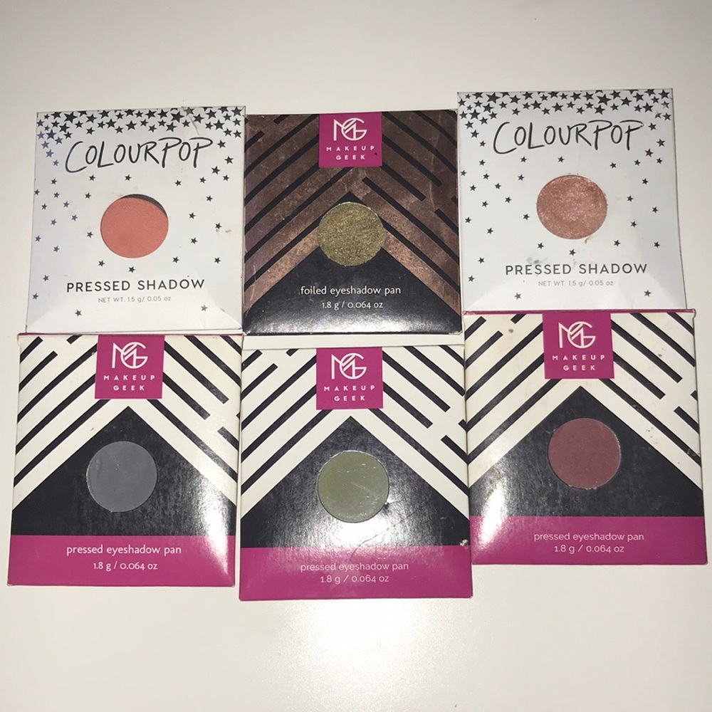 Individual colourpop & makeup geek eyeshadow pans.
